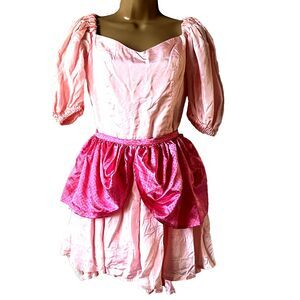 Princess Peach Dress Costume Mario Bros Handmade Taffeta Layer Puff XS S Cosplay